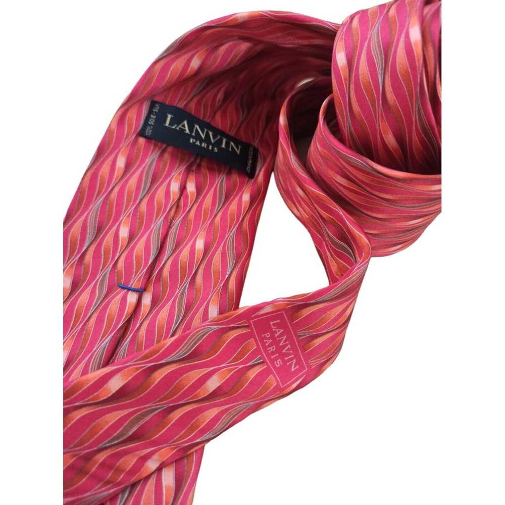 Lanvin LANVIN PARIS Pink Geometric Silk Tie FRANC… - image 9