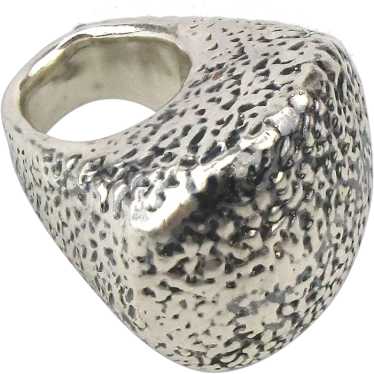 Mega High Top Hammered Sterling Silver Ring Israe… - image 1