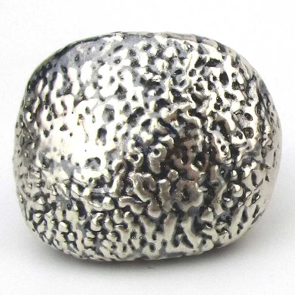 Mega High Top Hammered Sterling Silver Ring Israe… - image 3