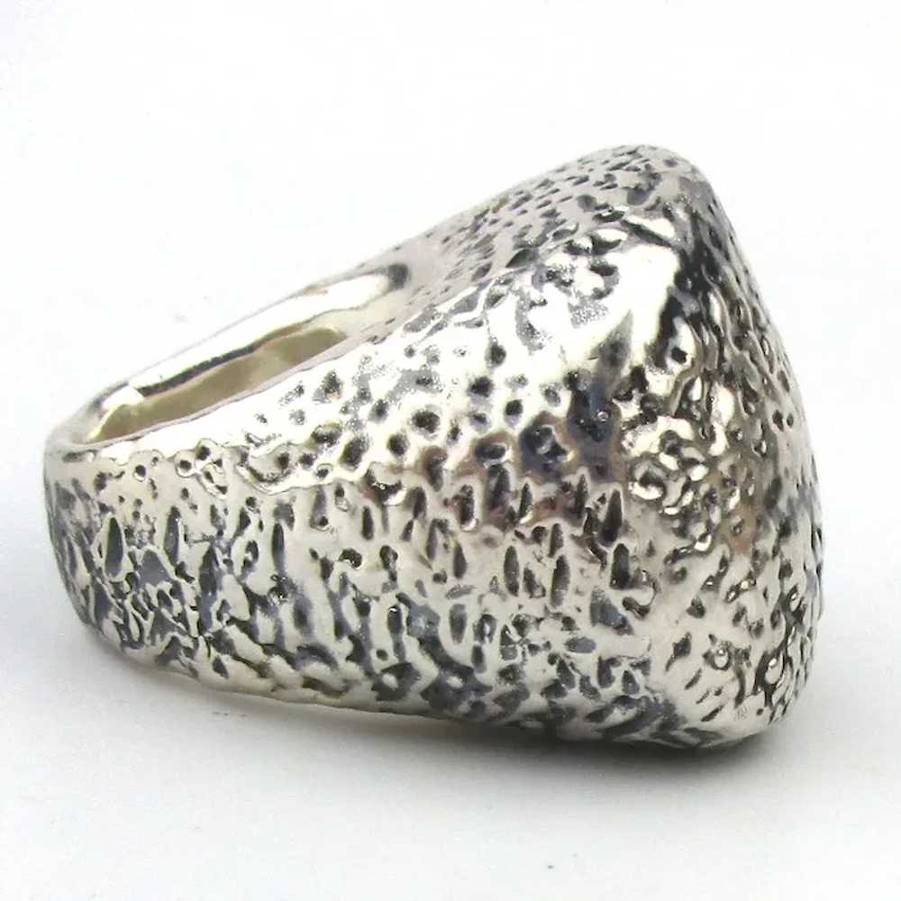 Mega High Top Hammered Sterling Silver Ring Israe… - image 4