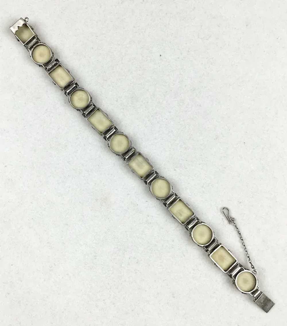 Art Deco Sterling Agate Marcasite Bracelet - image 6