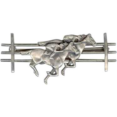 Detailed Heavy Weight STERLING SILVER Horse Race P