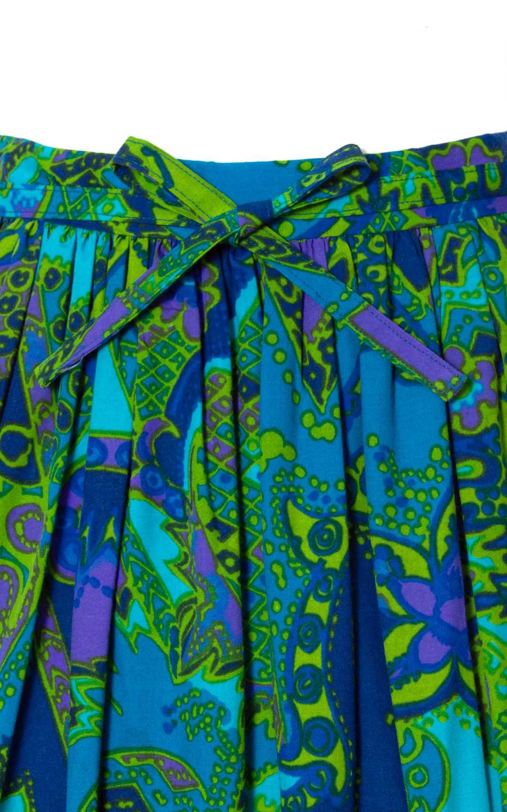 1960s Psychedelic Floral Cotton Skirt | x-small - image 2