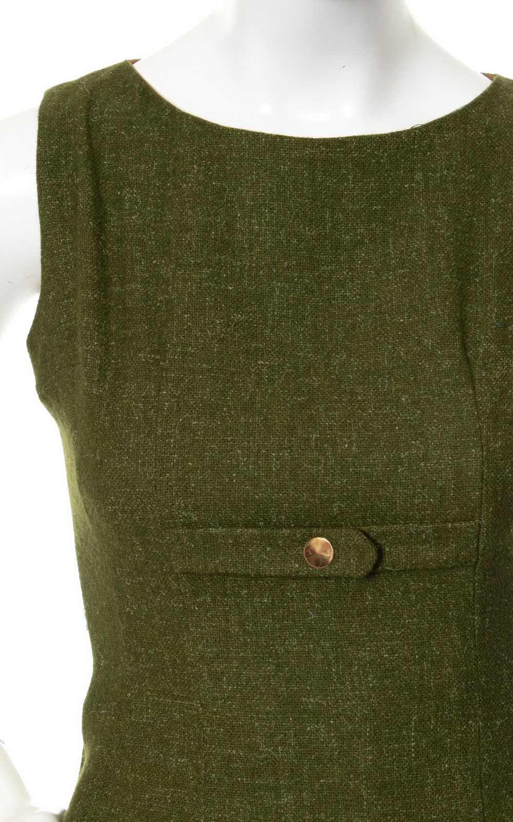 1960s Olive Green Wool Wiggle Dress | x-small - image 5