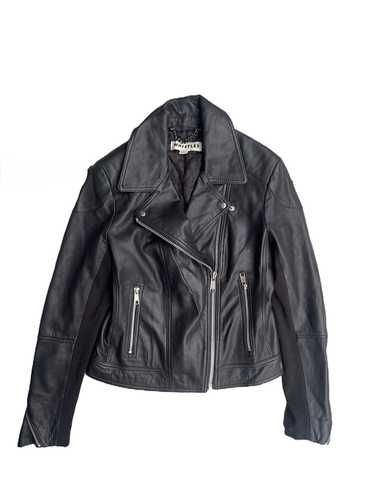 Whistles Cropped Leather Bomber Jacket, Black, 6