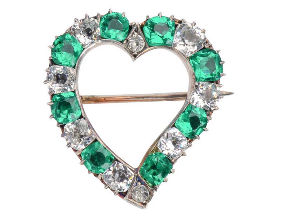Antique Paste Witch's Heart Brooch - image 2