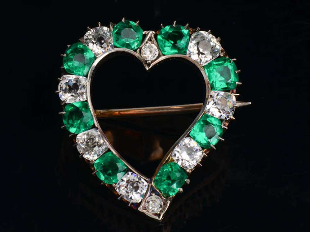 Antique Paste Witch's Heart Brooch - image 3