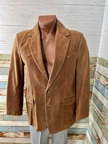 70’s Brown Suede leather western Style Blazer By S