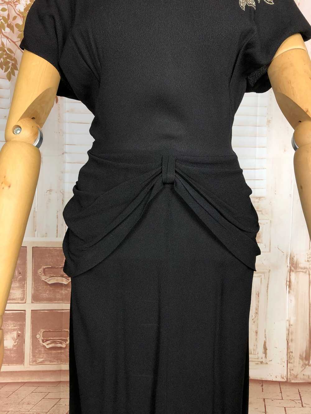 Amazing Original 1940s Vintage Black Crepe Draped… - image 11