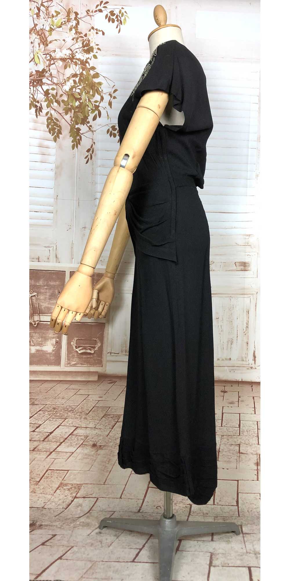 Amazing Original 1940s Vintage Black Crepe Draped… - image 7