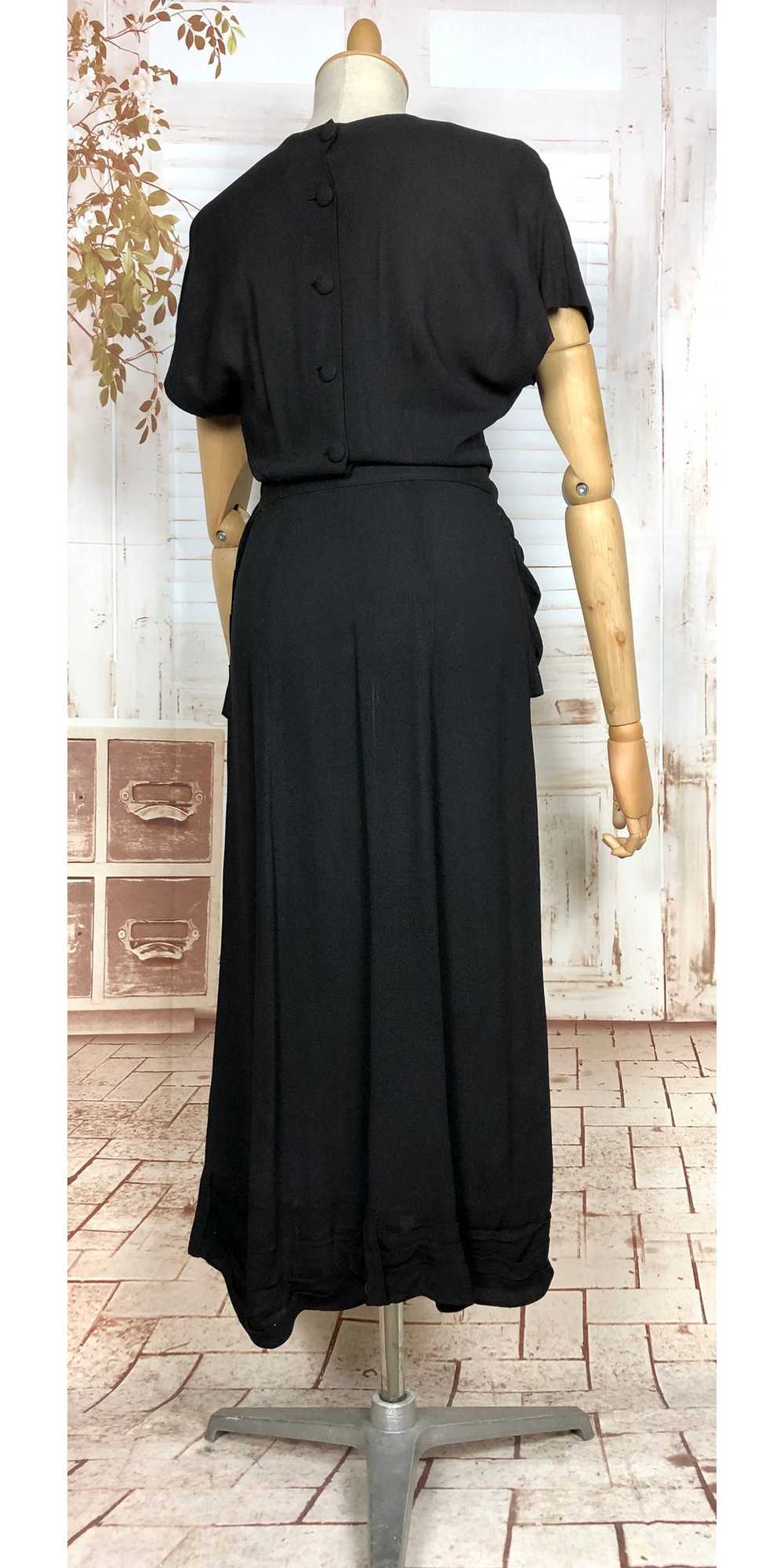 Amazing Original 1940s Vintage Black Crepe Draped… - image 9