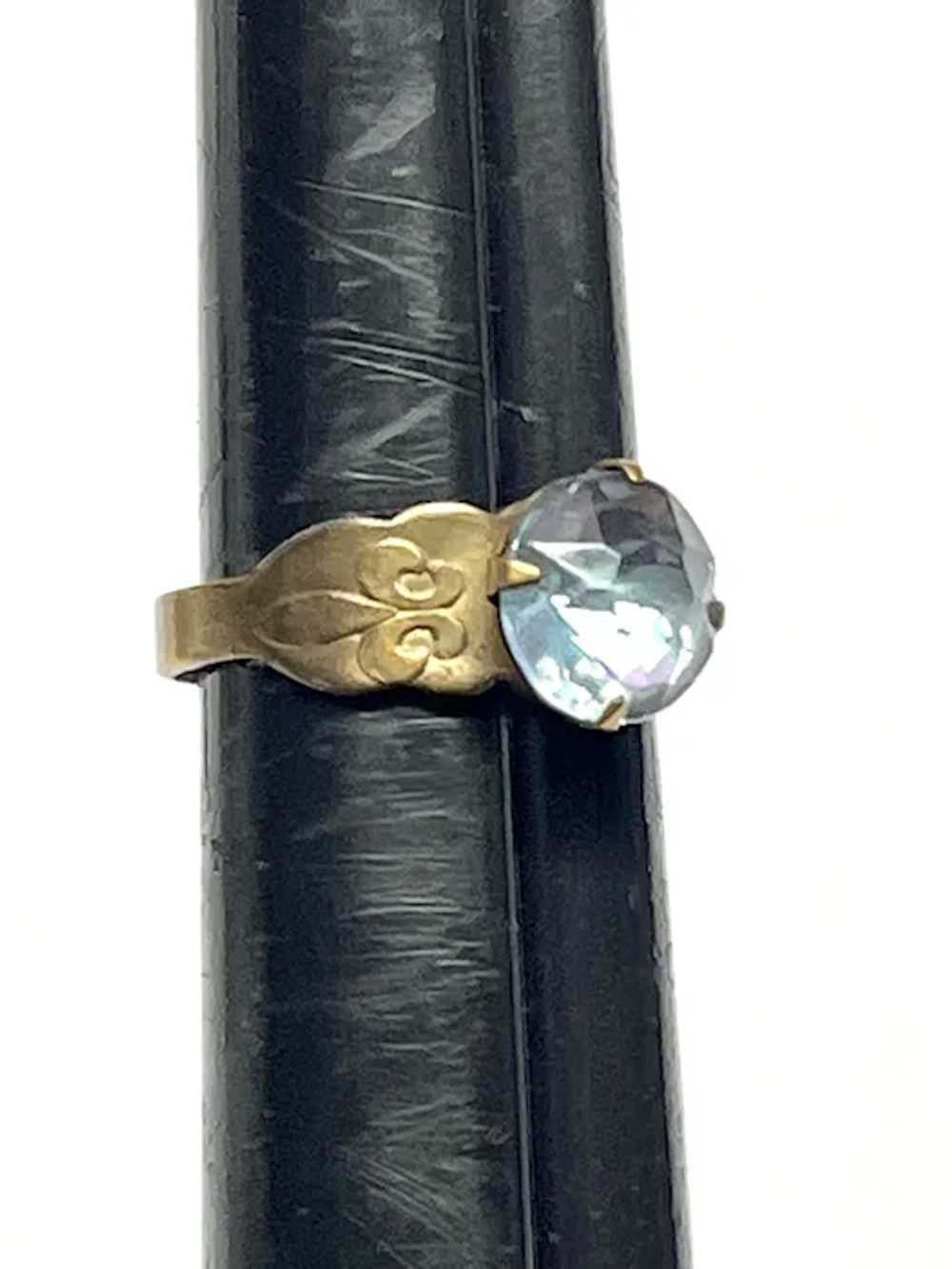 Vintage Blue Rhinestone Cocktail Ring - image 2