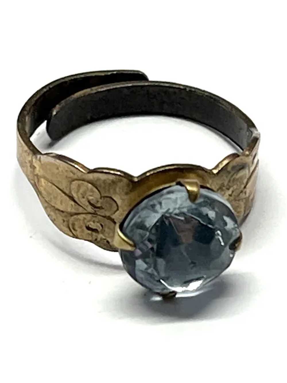 Vintage Blue Rhinestone Cocktail Ring - image 6