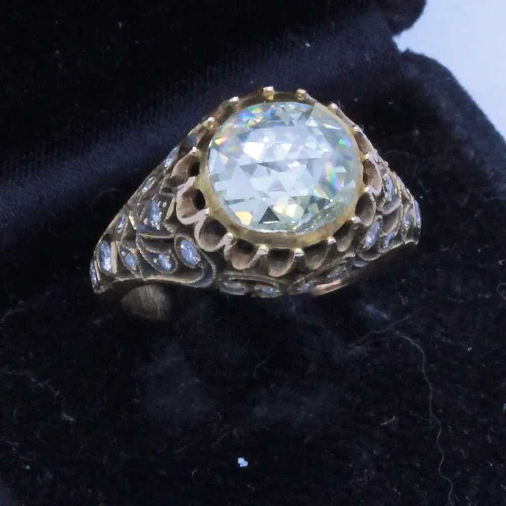 Antique Ring Rose Cut Diamond 2.48ct 14k Gold Eng… - image 10