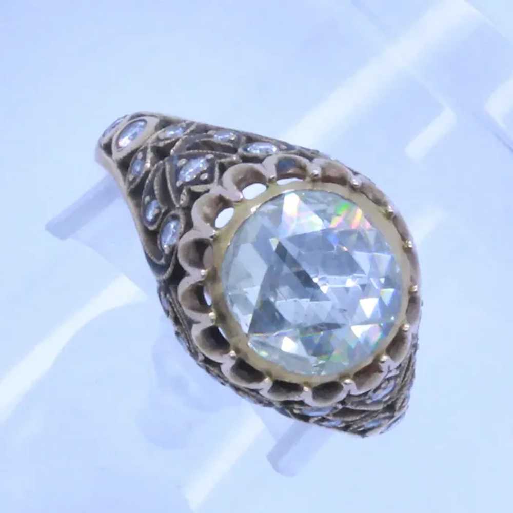 Antique Ring Rose Cut Diamond 2.48ct 14k Gold Eng… - image 2