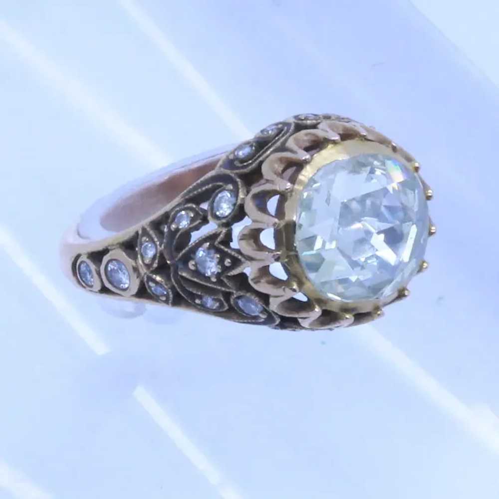 Antique Ring Rose Cut Diamond 2.48ct 14k Gold Eng… - image 3