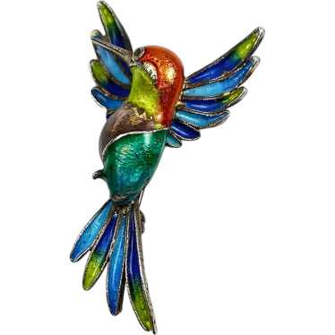 Italian Plique-á-Jour Hummingbird Brooch Enamel St