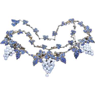 Vintage Necklace Mario Buccellati Sapphires Pearl… - image 1