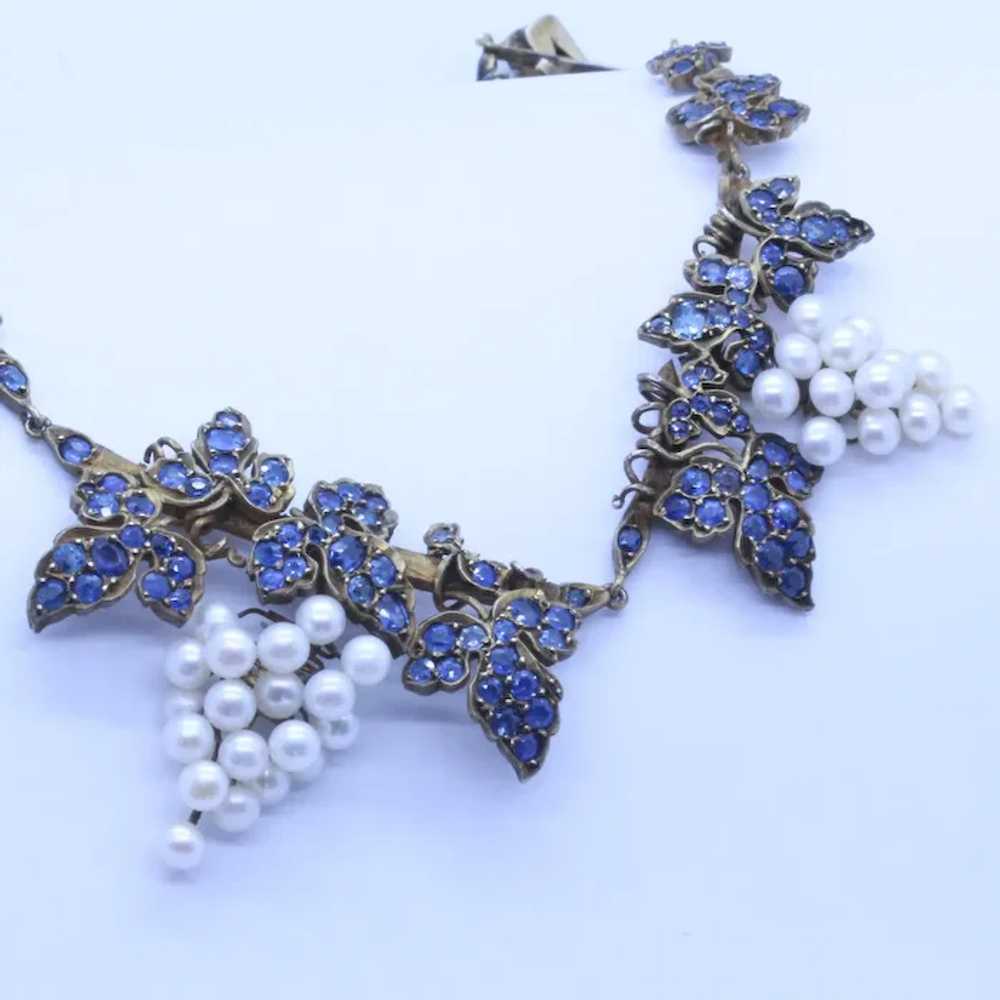 Vintage Necklace Mario Buccellati Sapphires Pearl… - image 2