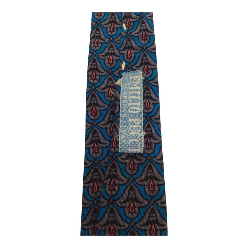 Emilio EMILIO PUCCI Blue Arabesque Print Silk Tie… - image 10