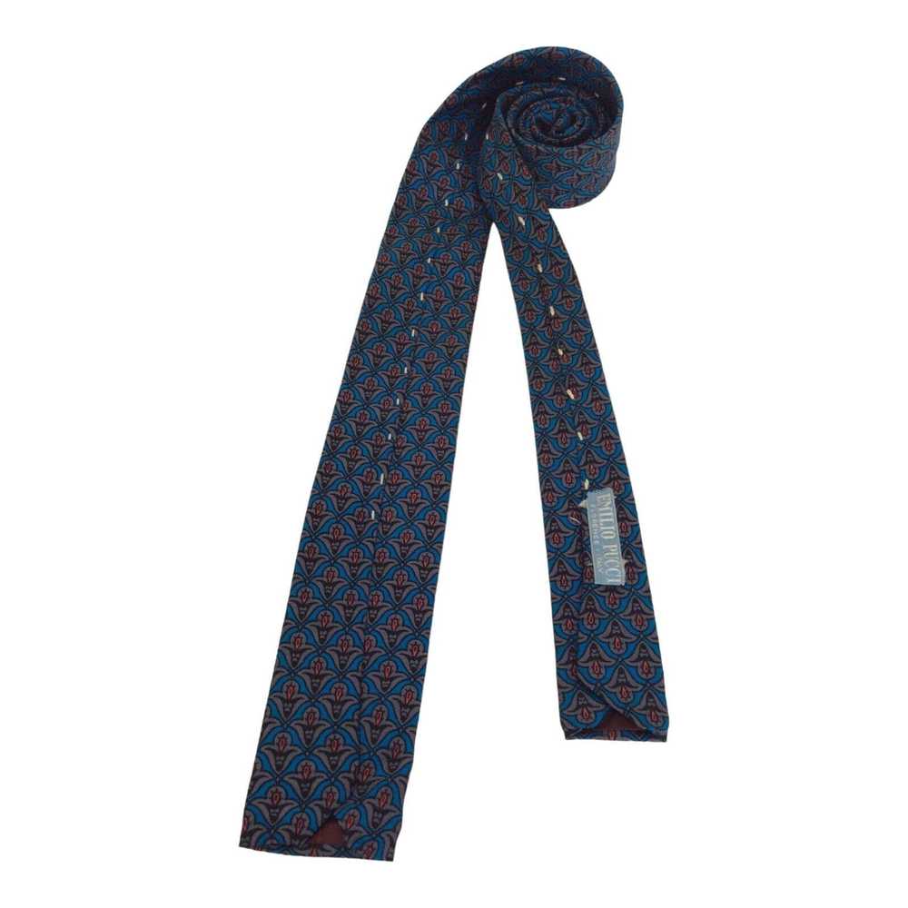 Emilio EMILIO PUCCI Blue Arabesque Print Silk Tie… - image 3