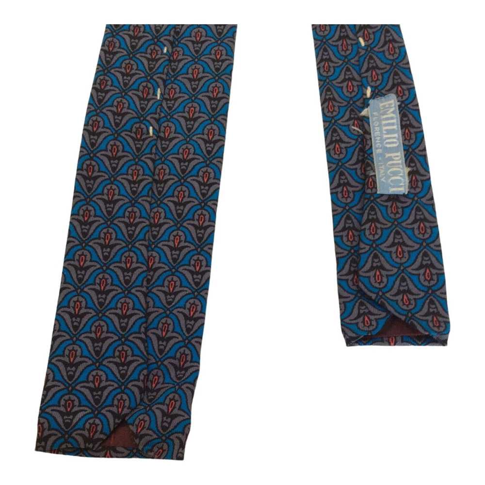 Emilio EMILIO PUCCI Blue Arabesque Print Silk Tie… - image 6