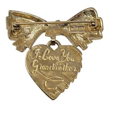Vintage Vintage Heart Brooch Gold Tone I Love You… - image 1