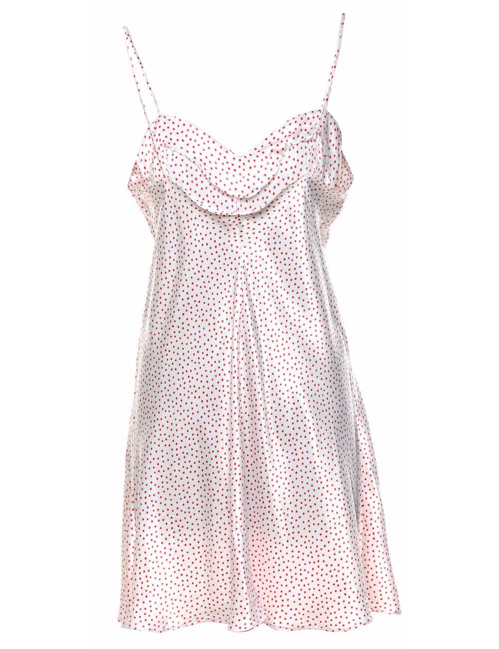 White & Red Polka Dot Print Slip Dress - S - image 2