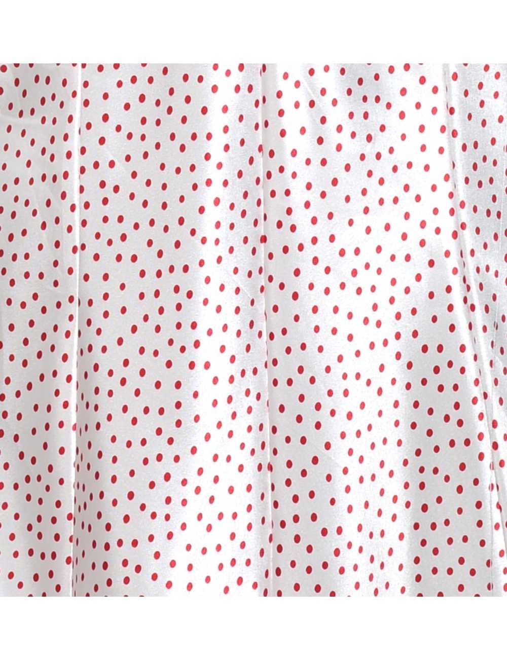 White & Red Polka Dot Print Slip Dress - S - image 3