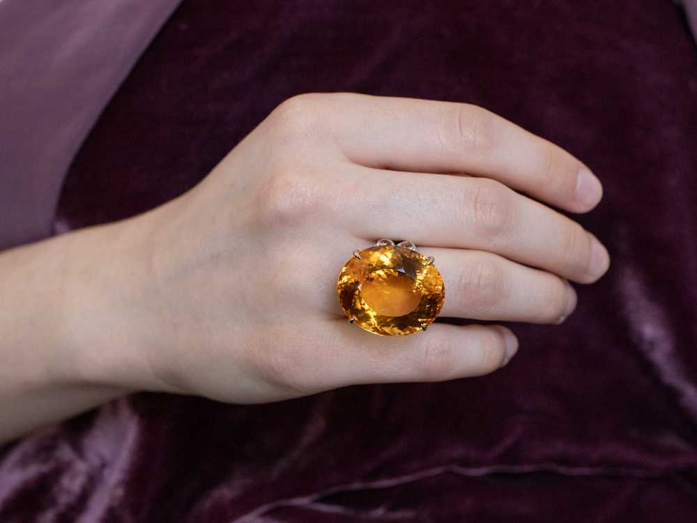 Large Citrine Diamond Gold Cocktail Ring - image 10