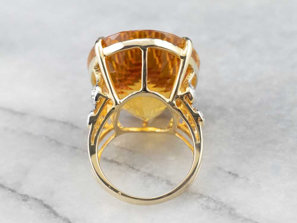Large Citrine Diamond Gold Cocktail Ring - image 5
