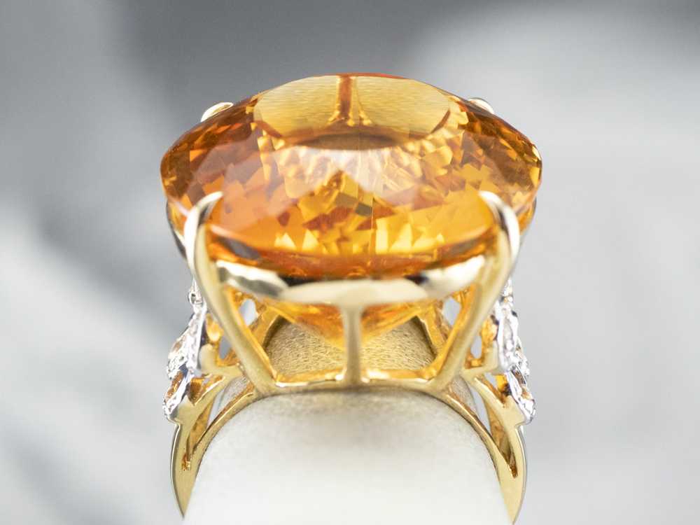 Large Citrine Diamond Gold Cocktail Ring - image 8