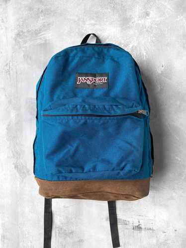 Blue jansport hotsell backpack with leather