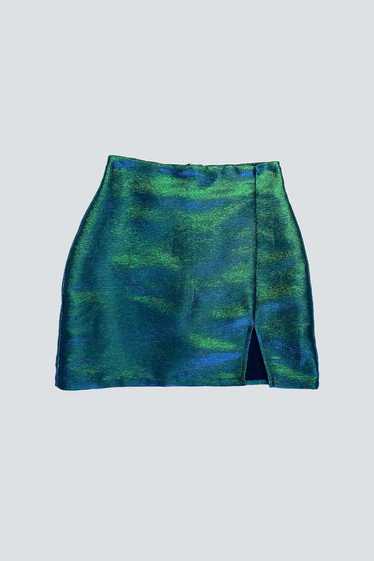 Vintage Shimmer Mini Skirt - Blue/Green