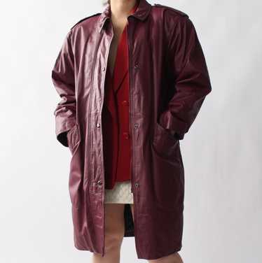 Vintage Berry Leather Coat