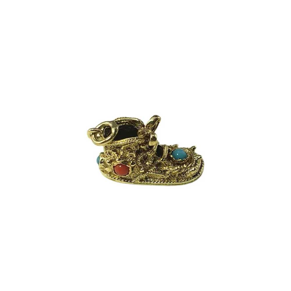 Vintage 14 Karat Yellow Gold Ornate Shoe Charm #1… - image 6