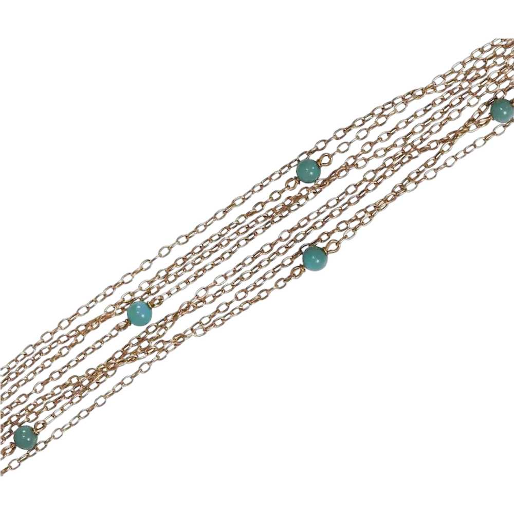 Special Victorian Long Chain Turquoise 14kt. c. 1… - image 1