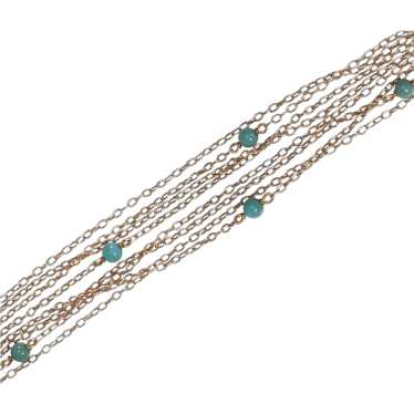 Special Victorian Long Chain Turquoise 14kt. c. 1… - image 1
