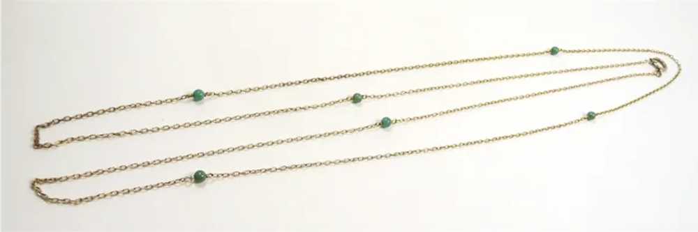 Special Victorian Long Chain Turquoise 14kt. c. 1… - image 2