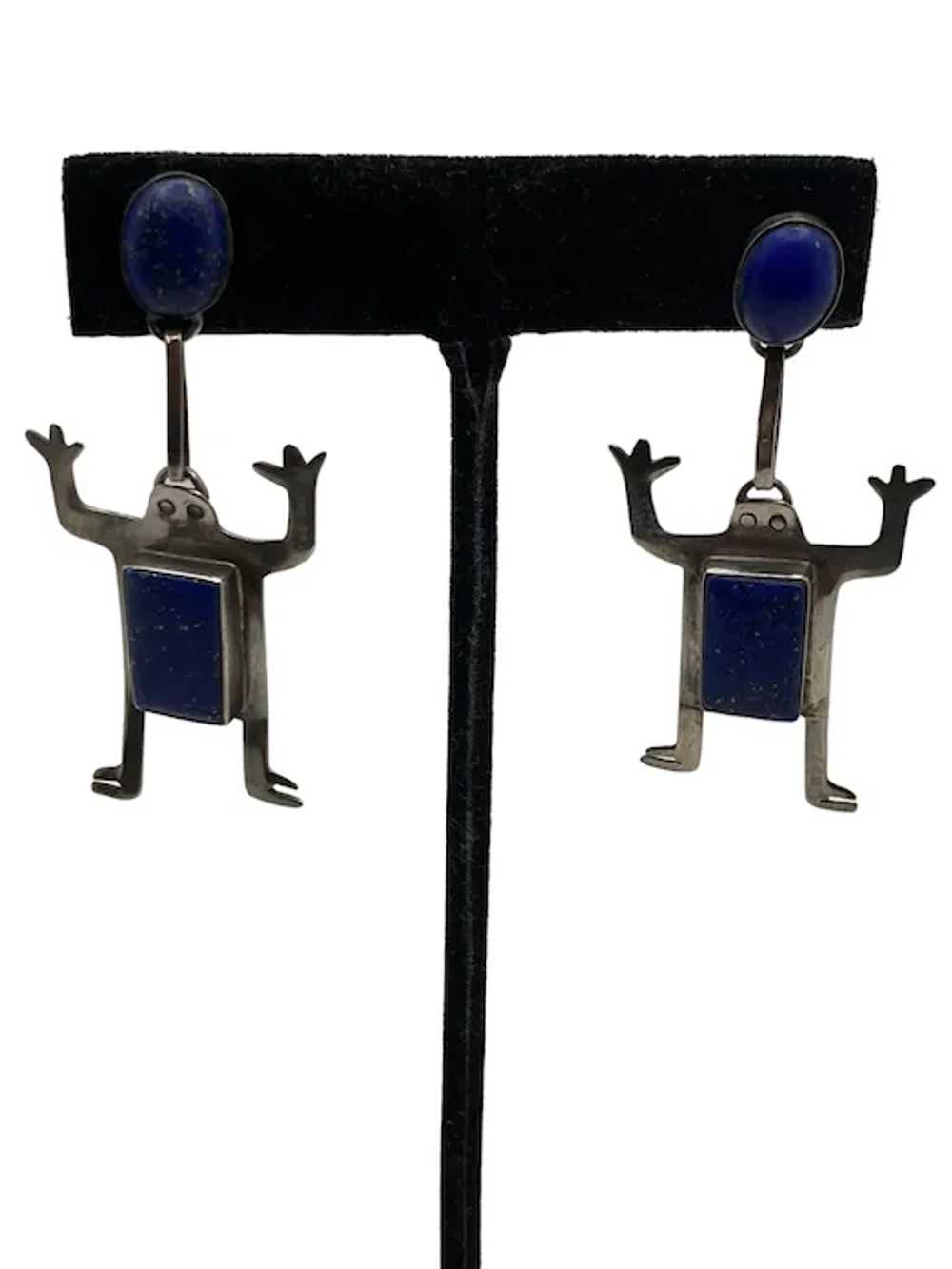 Phyllis Woods Sterling Silver and Lapis Frog Dang… - image 8