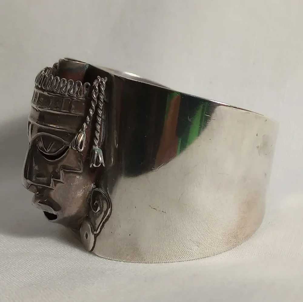 EMV Sterling silver Mexico cuff bracelet Aztec tr… - image 2