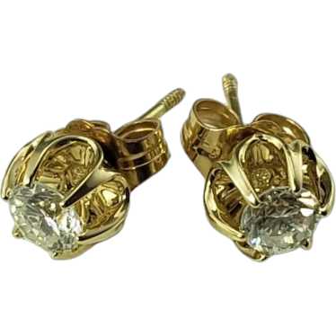 Vintage 14 Karat Yellow Gold Diamond Stud Earrings