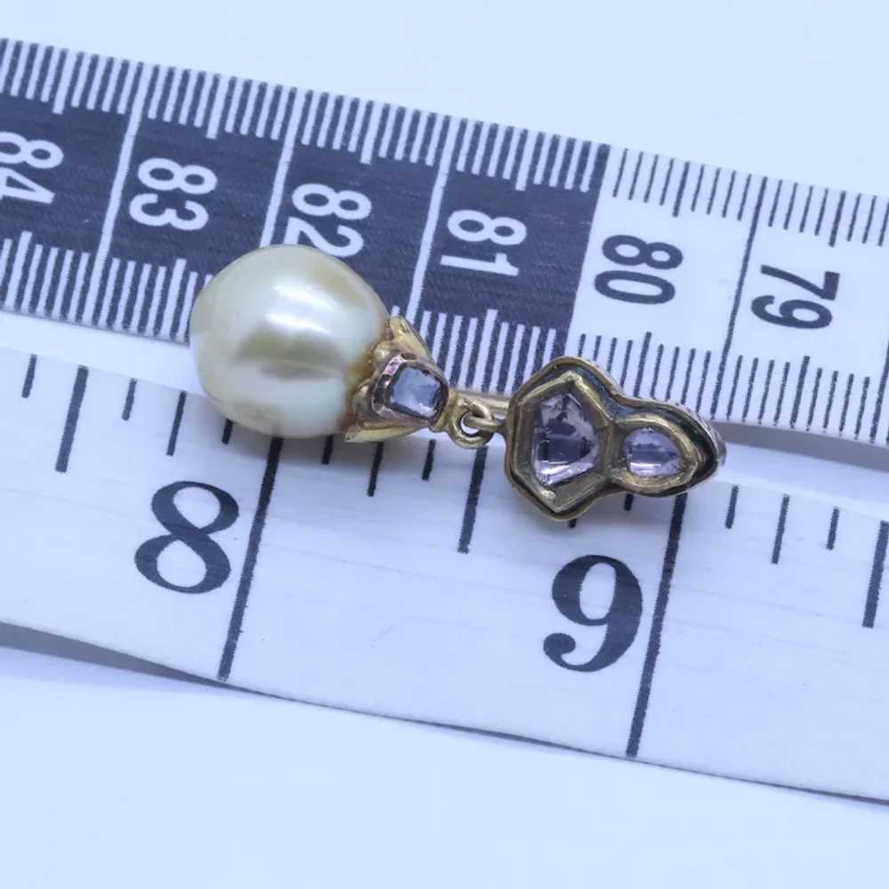 Vintage Earrings 20k Gold, South Sea Pearls, Diam… - image 5