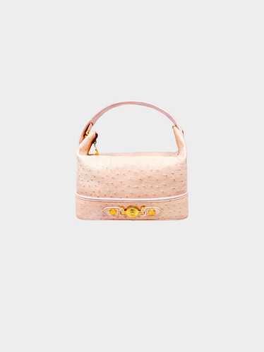 Versace 1990s Pink Vanity Ostrich Handbag - image 1