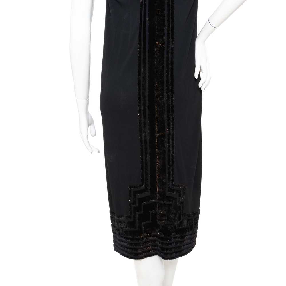 1970s Black Velvet Burnout Dress and Matching Jac… - image 9