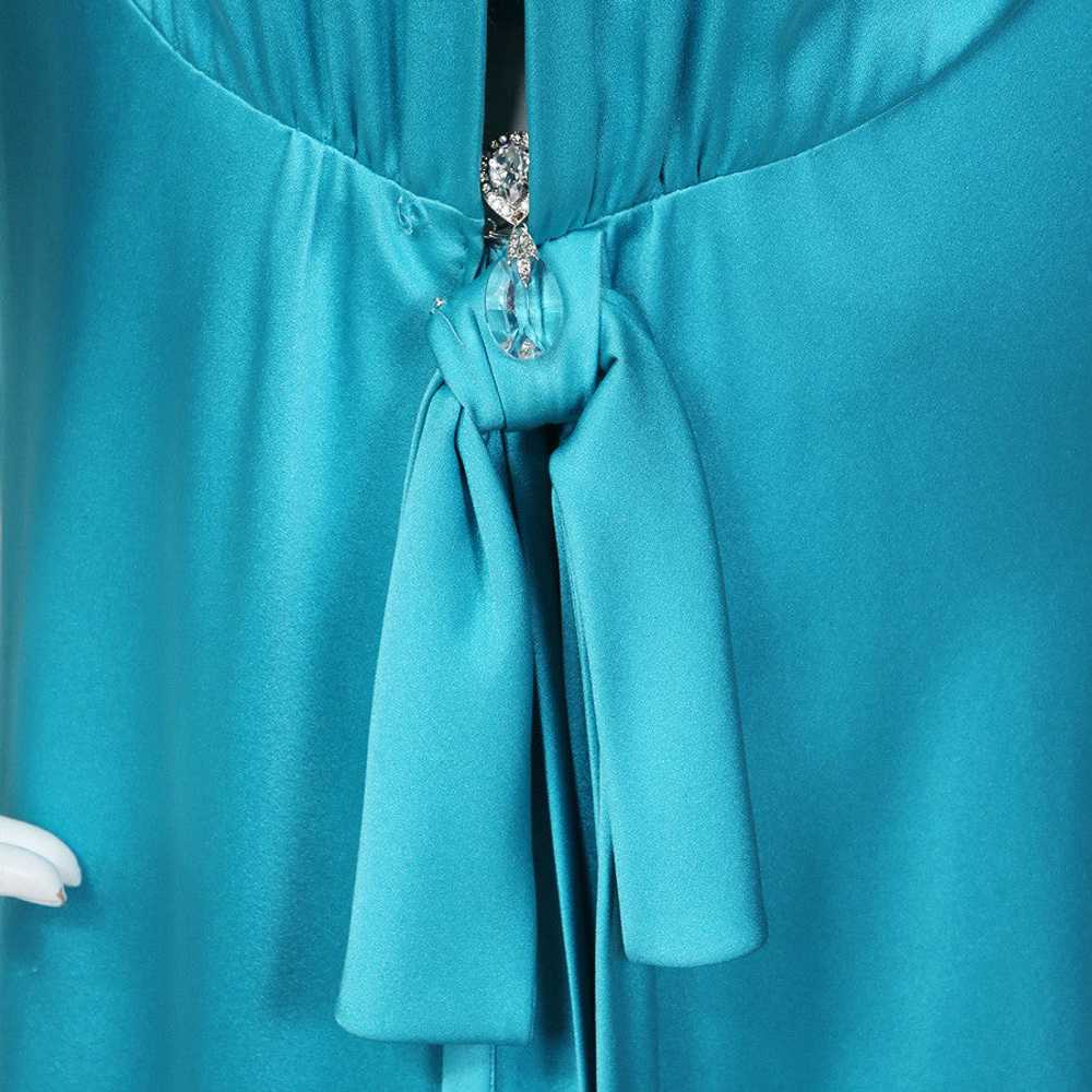 1980s Aqua Blue Long Sleeve Haute Couture Gown - image 3