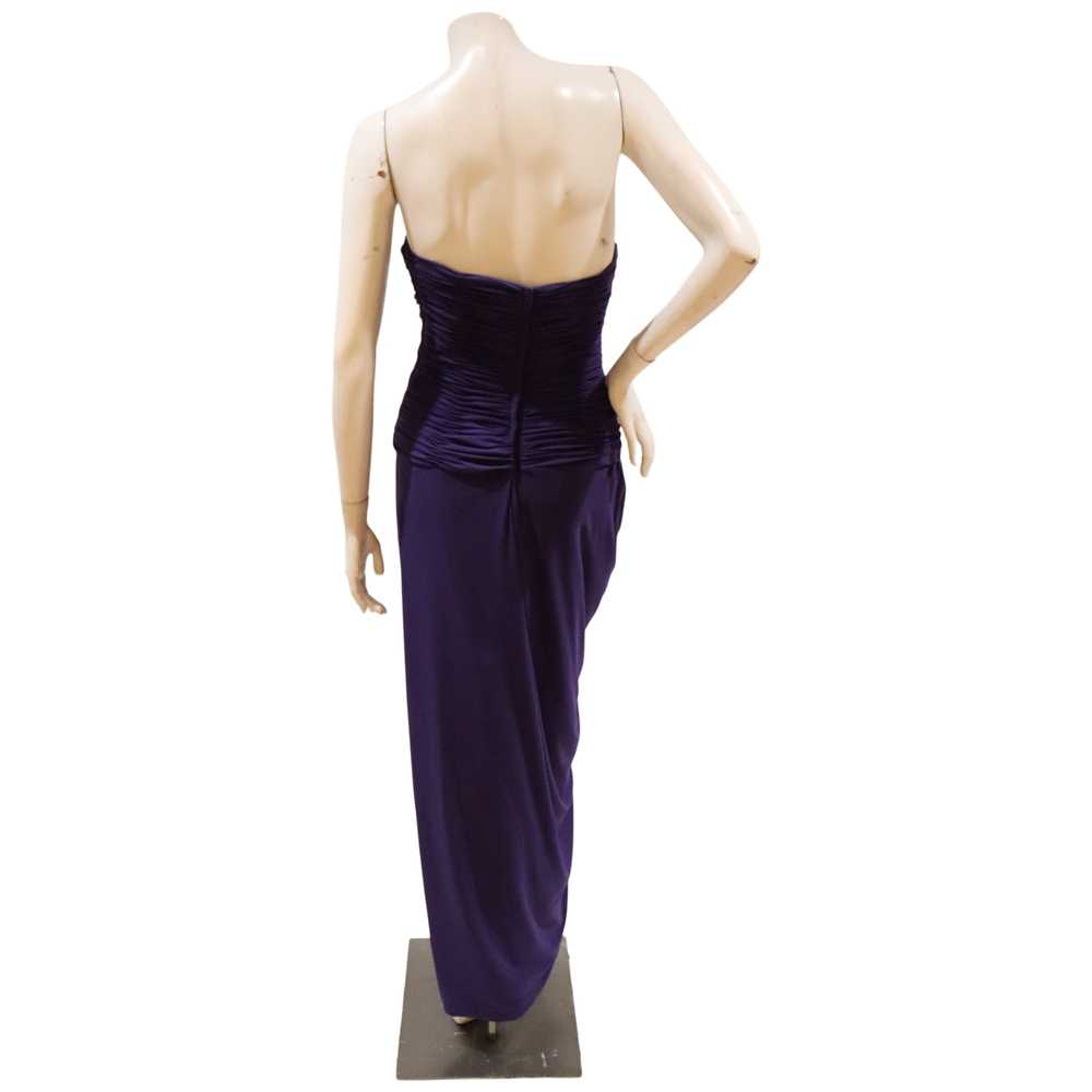 1980s Purple Silk Strapless Draped Gown - image 2