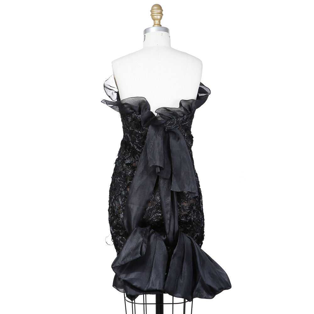1980s Strapless Haute Couture Cocktail Dress - image 2