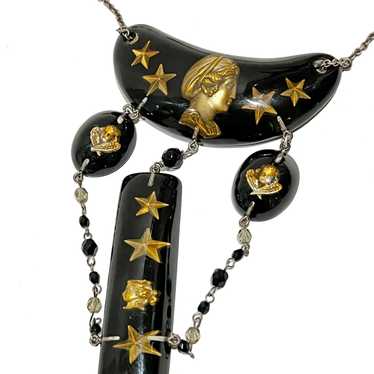 1990s Black and Gold Star Necklace - image 1