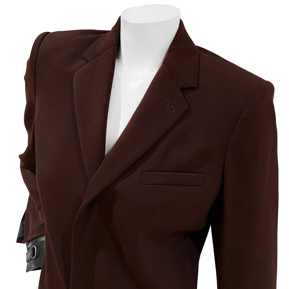 1990s Burgundy Cotton Blend Leather Cuff Jacket - image 3